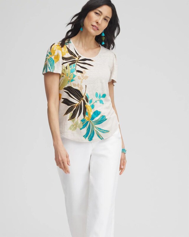 Palms Linen Flutter Sleeve Tee - image 2